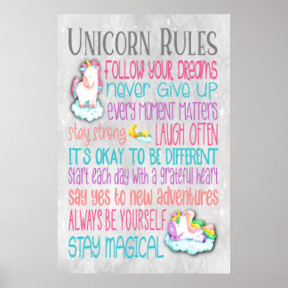 Règles Unicorn Citations Motivationnelles - Poster