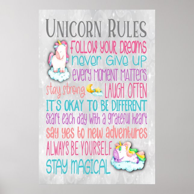 Règles Unicorn Citations Motivationnelles - Poster (Devant)