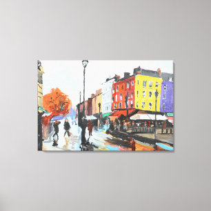Regnerischer europäischer Stadtstraßen-Expressioni Leinwanddruck