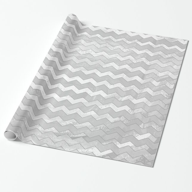 Regnerischer Himmel-graues Zickzack Muster Geschenkpapier (Ungerollt)