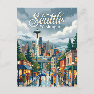 Regnerischer Tag in Seattle Washington Postkarte