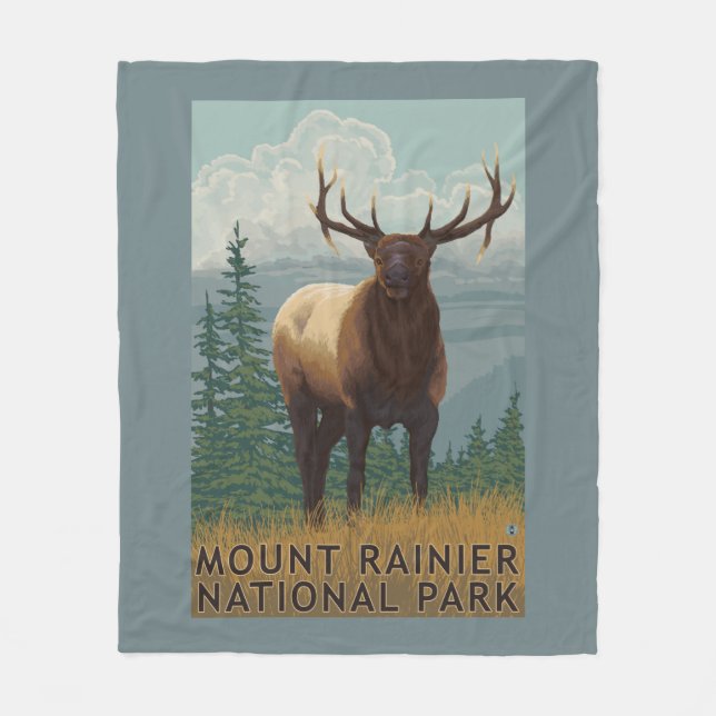 Regnerischerer Nationalpark, WashingtonElk Szene Fleecedecke (Vorderseite)