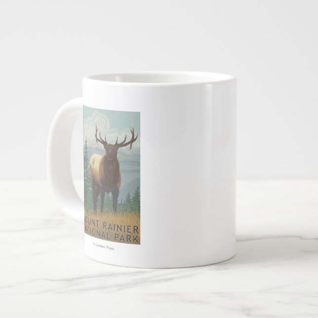 Regnerischerer Nationalpark, WashingtonElk Szene Jumbo-Tasse (Vorderseite Links)