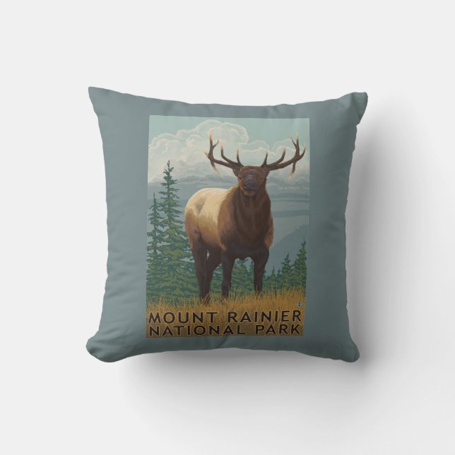 Regnerischerer Nationalpark, WashingtonElk Szene Kissen (Vorderseite)