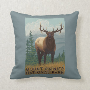 Regnerischerer Nationalpark, WashingtonElk Szene Kissen