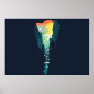 Regnerisches Kunstplakat des blauen Himmels Poster