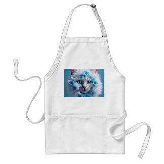 Regular  Size apron white with white cat beautiful Schürze