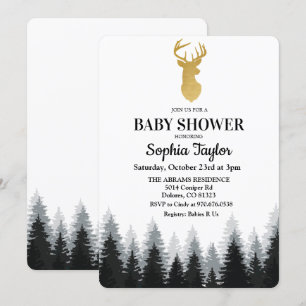 Reh Baby Shower Wald Baum Einladung