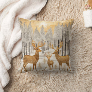Reh Gold Weiß Winter Schnee Kissen