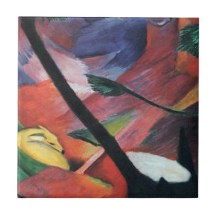 Reh im Walde II von Franz Marc; Reh im Walde Fliese