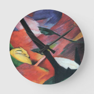 Reh im Walde II von Franz Marc; Reh im Walde Runde Wanduhr