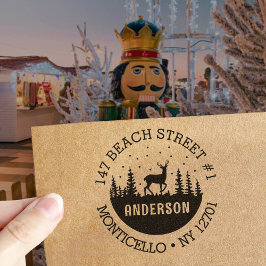Reh in the Woods Winter Holiday Address Permastempel