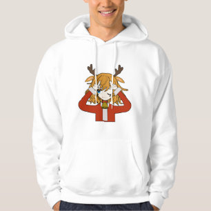 Reh Mädchen mit Santa Kleidung Hoodie