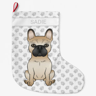 Reh mit schwarzer Maske Französische Bulldogge Hun Großer Weihnachtsstrumpf