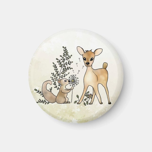 Reh und Eichhörnchen Magnet (Vorne)