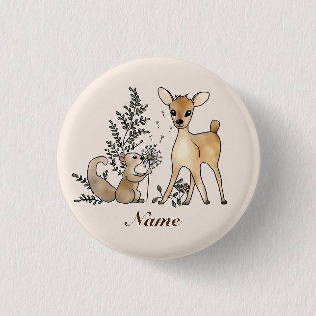 Reh und Eichhörnnchen Button (Vorderseite)