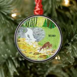 Reh und Hirschkalb Ornament Aus Metall