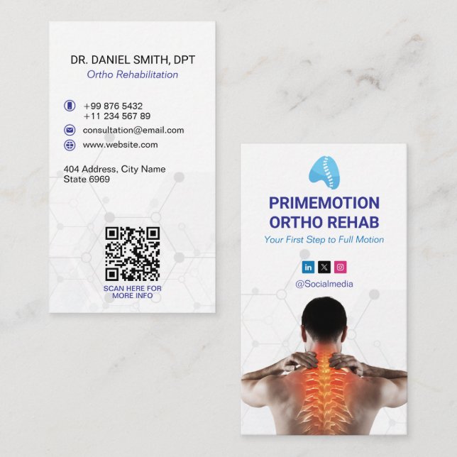 Rehab-Klinik | Modernes Weiß Visitenkarte (Vorne/Hinten)
