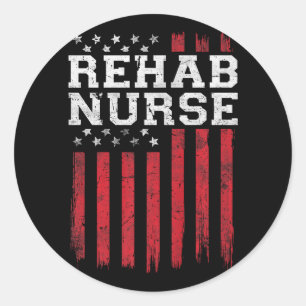 Rehab Nurse American Flag Usa Patriot Patriotic Us Runder Aufkleber