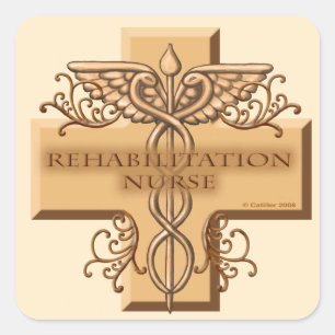 Rehab Nurse Caduceus Quadratischer Aufkleber