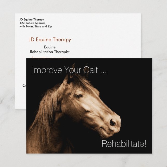 Rehabilitationstherapie Pferdespezialistin Postkarte (Vorne/Hinten)