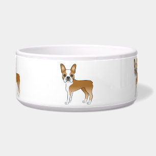 Rehbraune und weiße Boston Terrier-Hund-Illustrati Napf