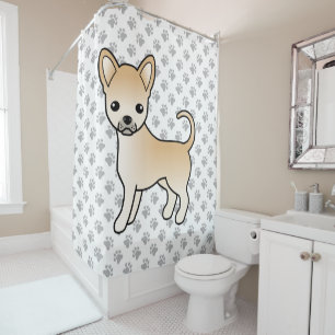 Rehbrauner Chihuahua mit glattem Fell Cartoon-Hund Duschvorhang