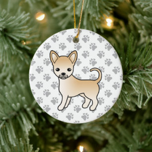 Rehbrauner Chihuahua mit glattem Fell Cartoon-Hund Keramik Ornament