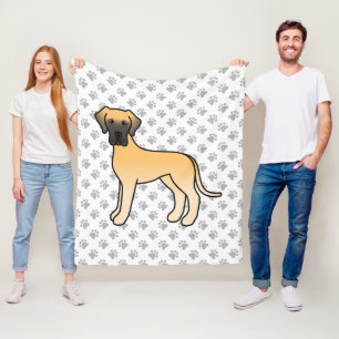 Rehbrauner Dogge Süßer Cartoon-Hund & Pfoten Fleecedecke