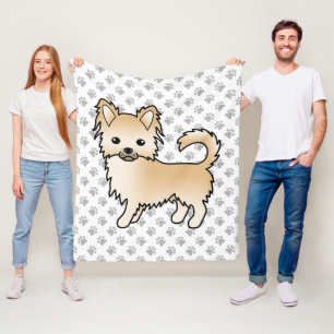 Rehbrauner Langhaar Chihuahua Cartoon-Hund & Pfote Fleecedecke