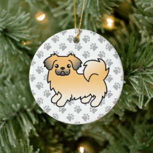 Rehbrauner Tibet-Spaniel Süßer Cartoon-Hund Keramik Ornament