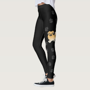 Rehbrauner Tibet-Spaniel Süßer Cartoon-Hund & Pfot Leggings