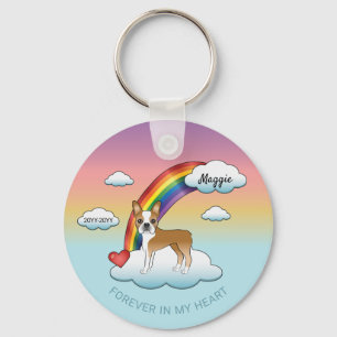 Rehbrauner und Weißer Boston Terrier Regenbogen-Ge Schlüsselanhänger