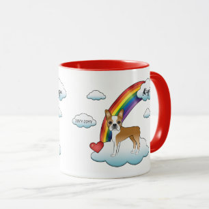 Rehbrauner und Weißer Boston Terrier Regenbogen-Ge Tasse