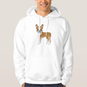 Rehbrauner und weißer Boston Terrier Süßer Cartoon Hoodie