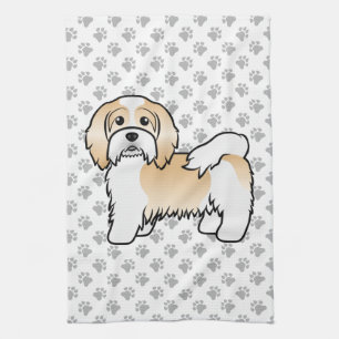 Rehbrauner und weißer Havanese süßer Cartoon-Hund Geschirrtuch