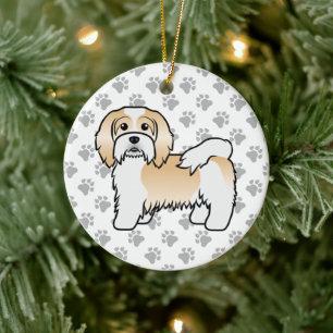 Rehbrauner und weißer Havanese süßer Cartoon-Hund Keramik Ornament