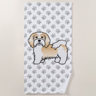 Rehbrauner und weißer Havanese süßer Cartoon-Hund Strandtuch