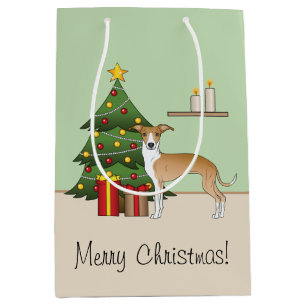 Rehbrauner und Weißer Italienischer Windhund & Wei Mittlere Geschenktüte