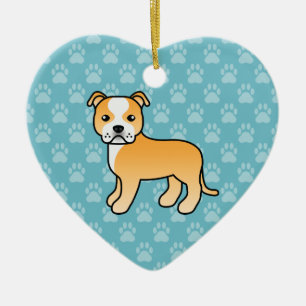 Rehbrauner und weißer Staffordshire Bull Terrier H Keramikornament