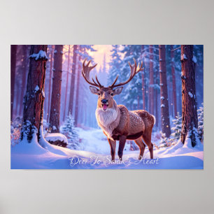 Rehe an das Herz des Weihnachtsmannes - Rentier Poster