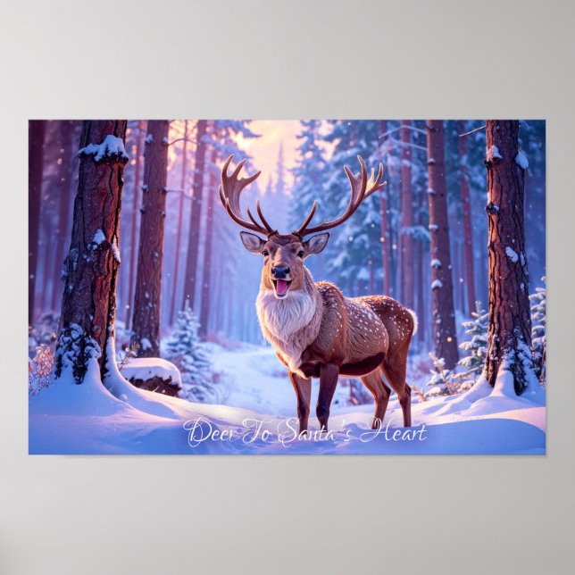 Rehe an das Herz des Weihnachtsmannes - Rentier Poster (Vorne)