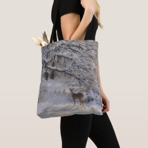 Rehe und Schnee Winterlandschaft Natur-Tragetasche Tasche
