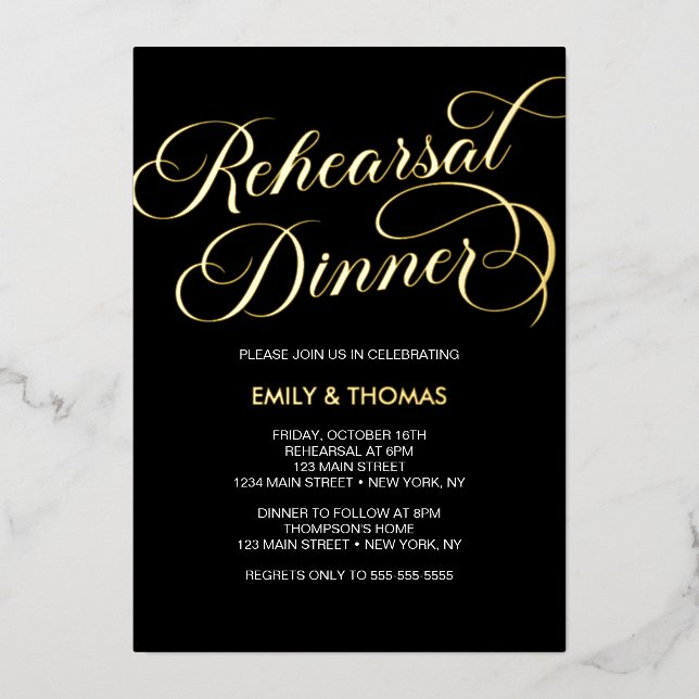 Rehearsal dinner Elegant Foil Invitation Folieneinladung (Vorderseite)
