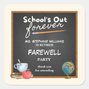 Reheld Teacher Chalkboard Farewell Party Quadratischer Aufkleber