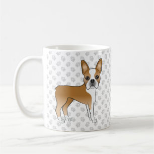 Rehfarbener Boston Terrier Süßer Cartoon-Hund & Gr Kaffeetasse