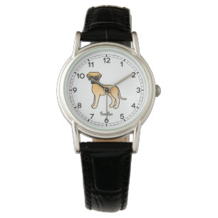 Rehfarbener Dogge Süßer Cartoon-Hund & Name Armbanduhr
