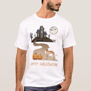 Rehfarbener Iggy Süßer Hund und Halloween Spukhaus T-Shirt
