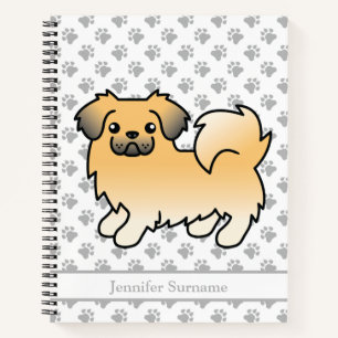 Rehfarbener Tibet-Spaniel Süßer Cartoon-Hund & Tex Notizbuch