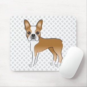 Rehfell-Farbener Boston Terrier Cartoon-Hund und g Mousepad